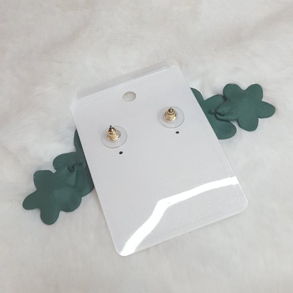 Forest Green Flower Drop Earrings - Picture 4 of 6